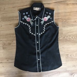 Scully Western Wear Embroidery Vest Skeleton Cowboy Day of the Dead